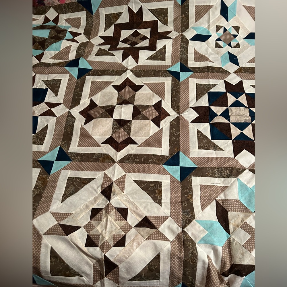 New homemade patchwork cotton quilt top ~ 52”x52”